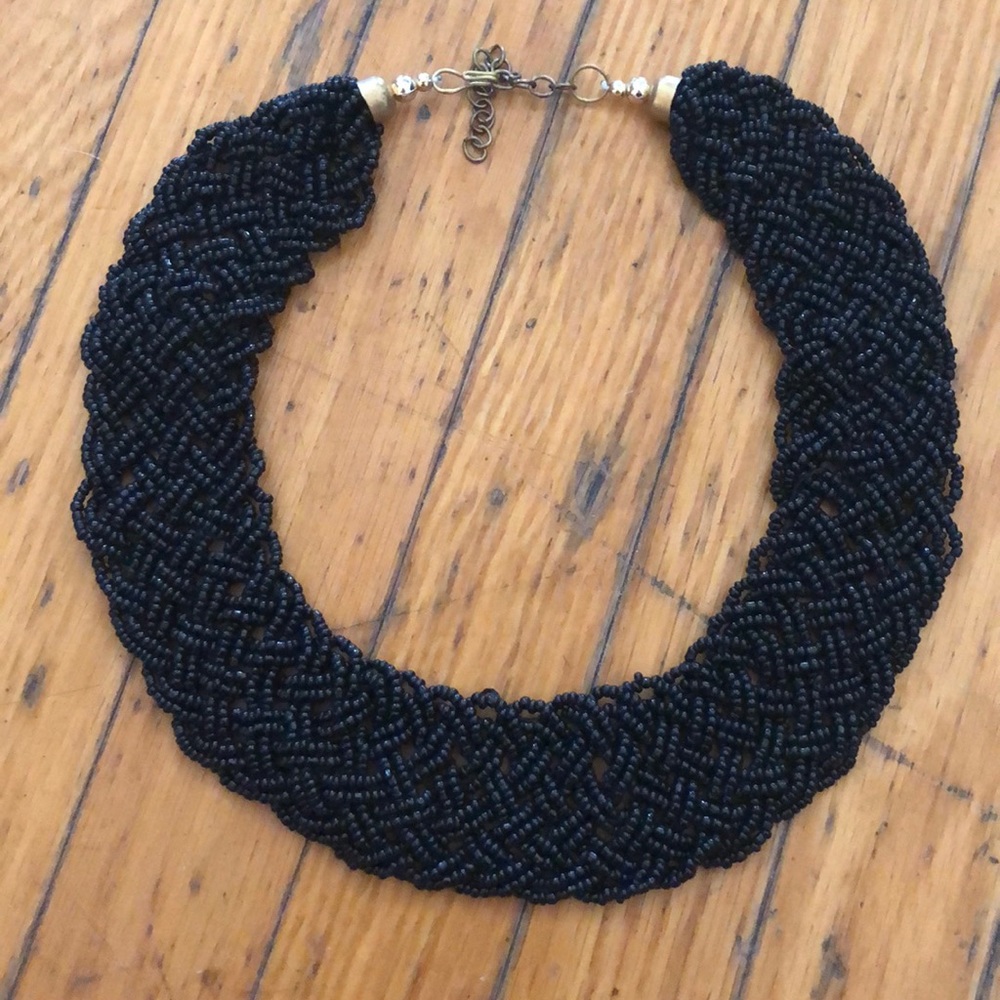 Black Beaded Collar Necklace